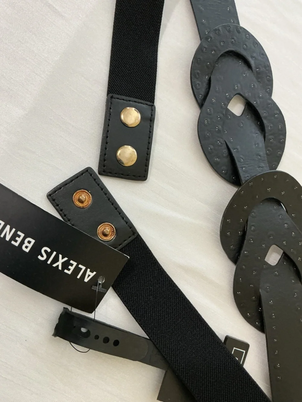 Chic Black and Gold Studded Retro Stretch Women's Belt
